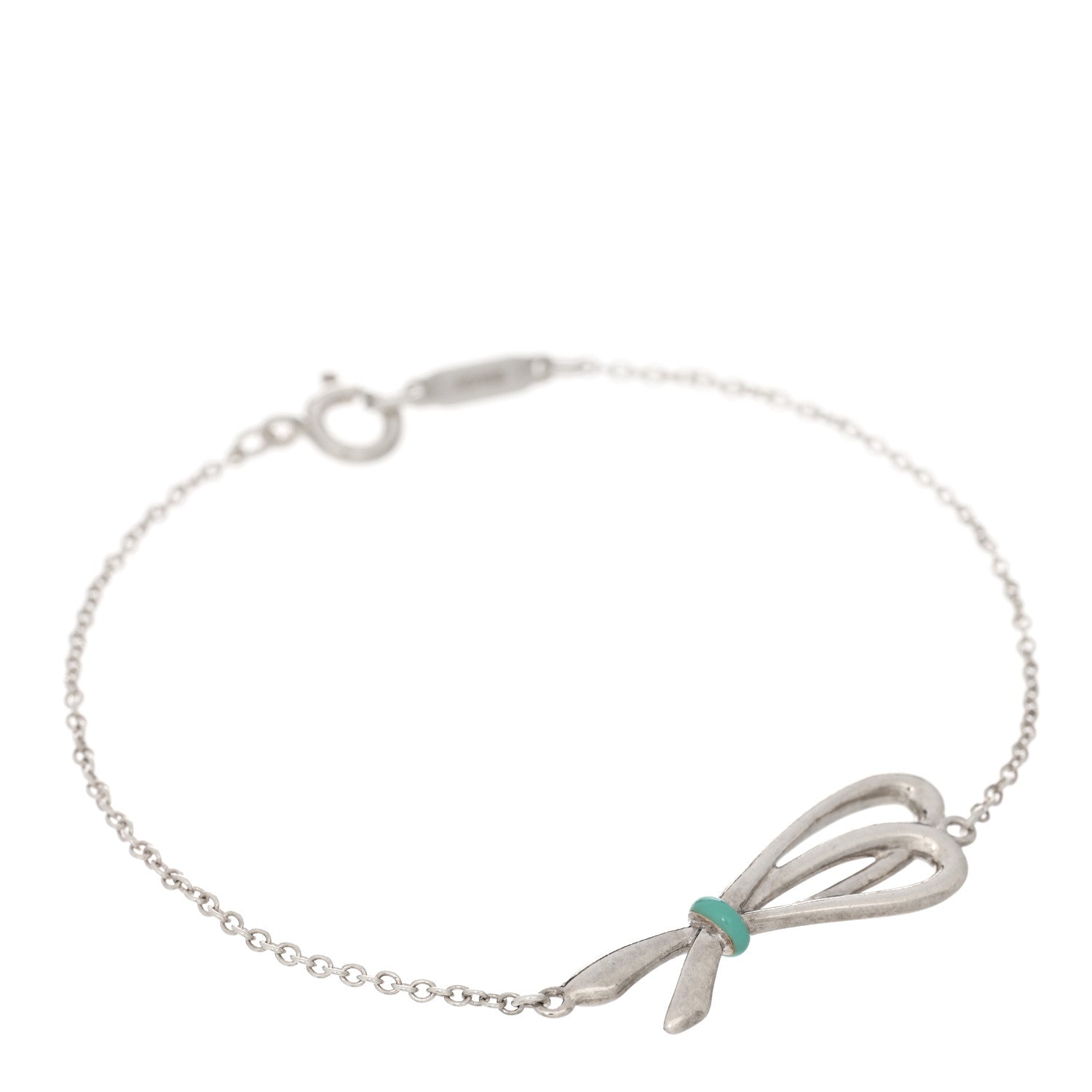 Tiffany Sterling Silver Enamel Bow Knot Bracelet Blue 1 of 3