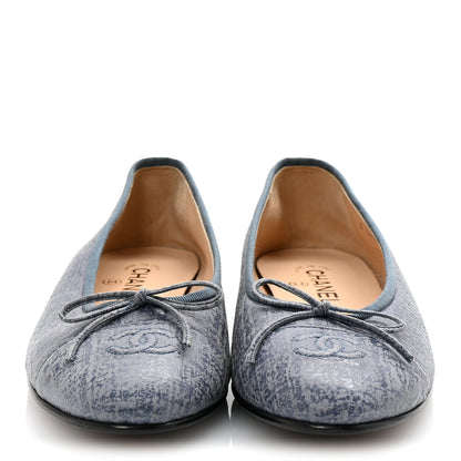 Chanel Iridescent Calfskin Cap Toe CC Ballerina Flats 40 Blue 3 of 9