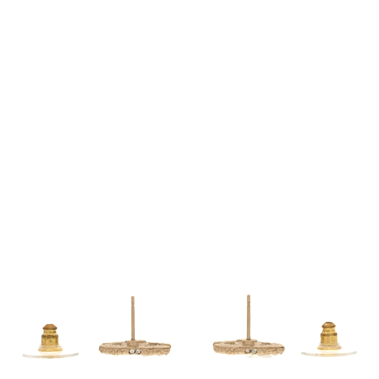 Metal Graduated Pearl Crystal CC Earrings Light Gold