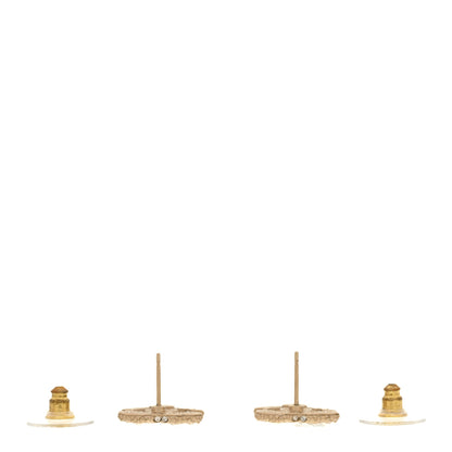 Chanel Metal Graduated Pearl Crystal CC Earrings Light Gold 3 of 5