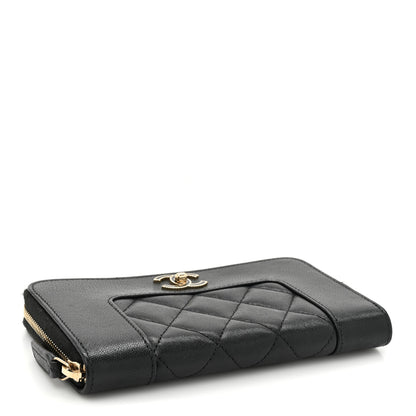 Chanel Sheepskin Quilted Mademoiselle Vintage Zip Around Wallet Black 4 of 13