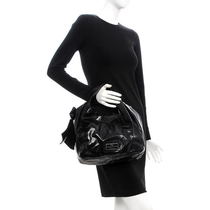 Valentino Garavani Patent Lacca Small Nuage Bow Hobo Black 2 of 13