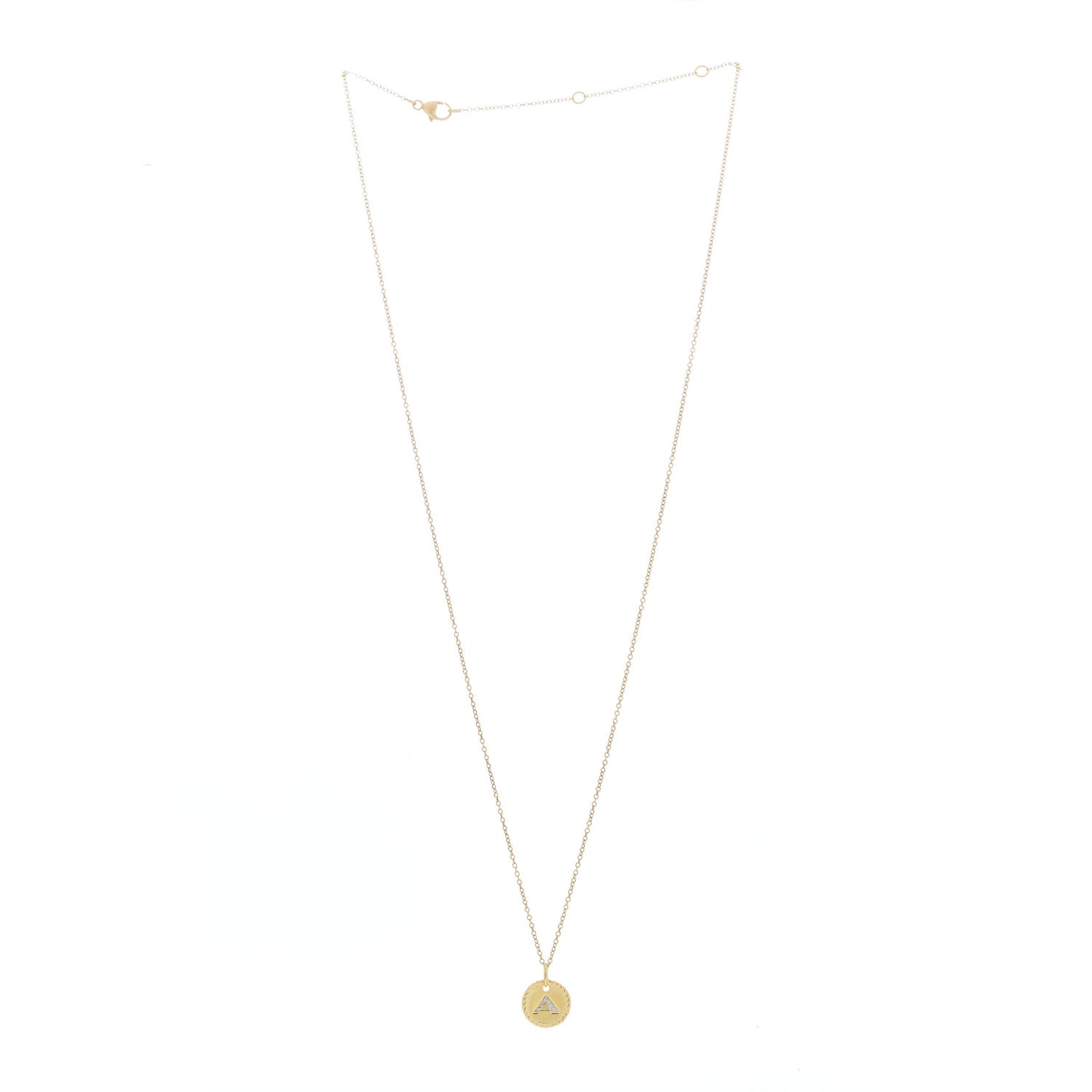 18K Yellow Gold Diamond Initial A Charm Necklace