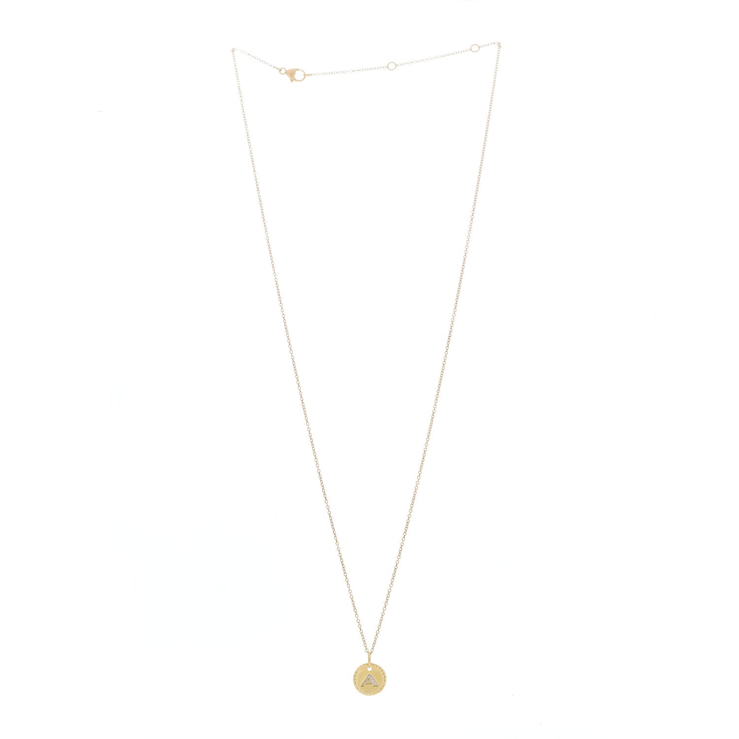 David Yurman 18K Yellow Gold Diamond Initial A Charm Necklace 2 of 4