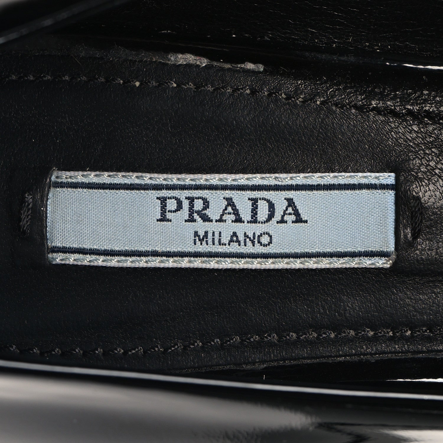 Prada Patent Metal Triangle Logo 50mm Loafers 38.5 Black 8 of 8
