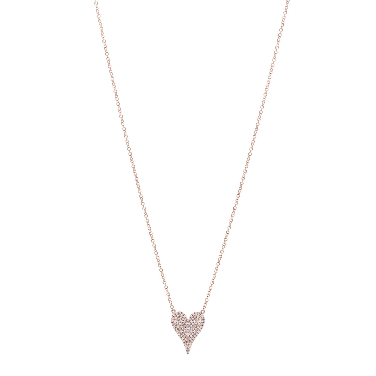 14K Rose Gold Diamond .18ctw Pave Heart Pendant Necklace