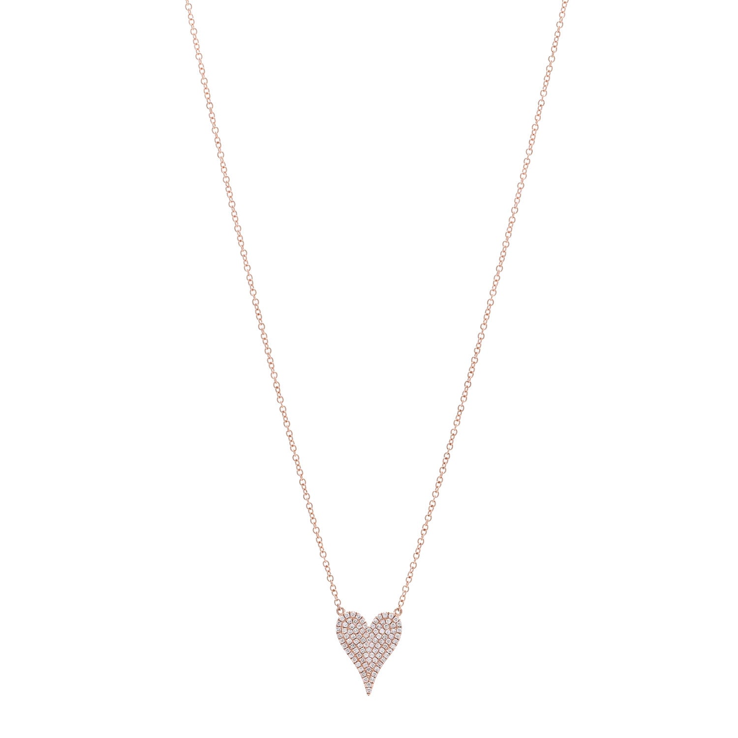 Parker & West by FASHIONPHILE 14K Rose Gold Diamond .18ctw Pave Heart Pendant Necklace 1 of 5