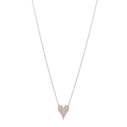 Parker & West by FASHIONPHILE 14K Rose Gold Diamond .18ctw Pave Heart Pendant Necklace 1 of 5