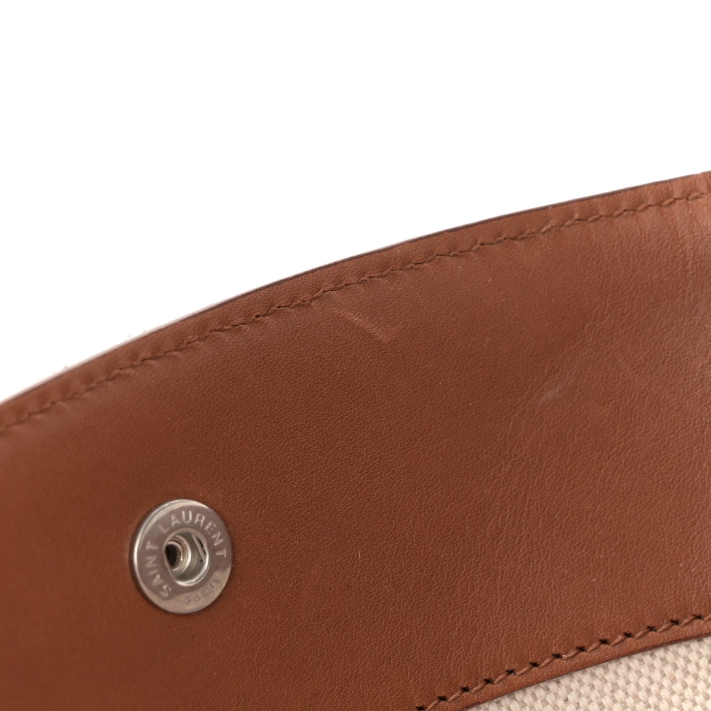 Linen Calfskin Rive Gauche Basket Tote Optic White Tan