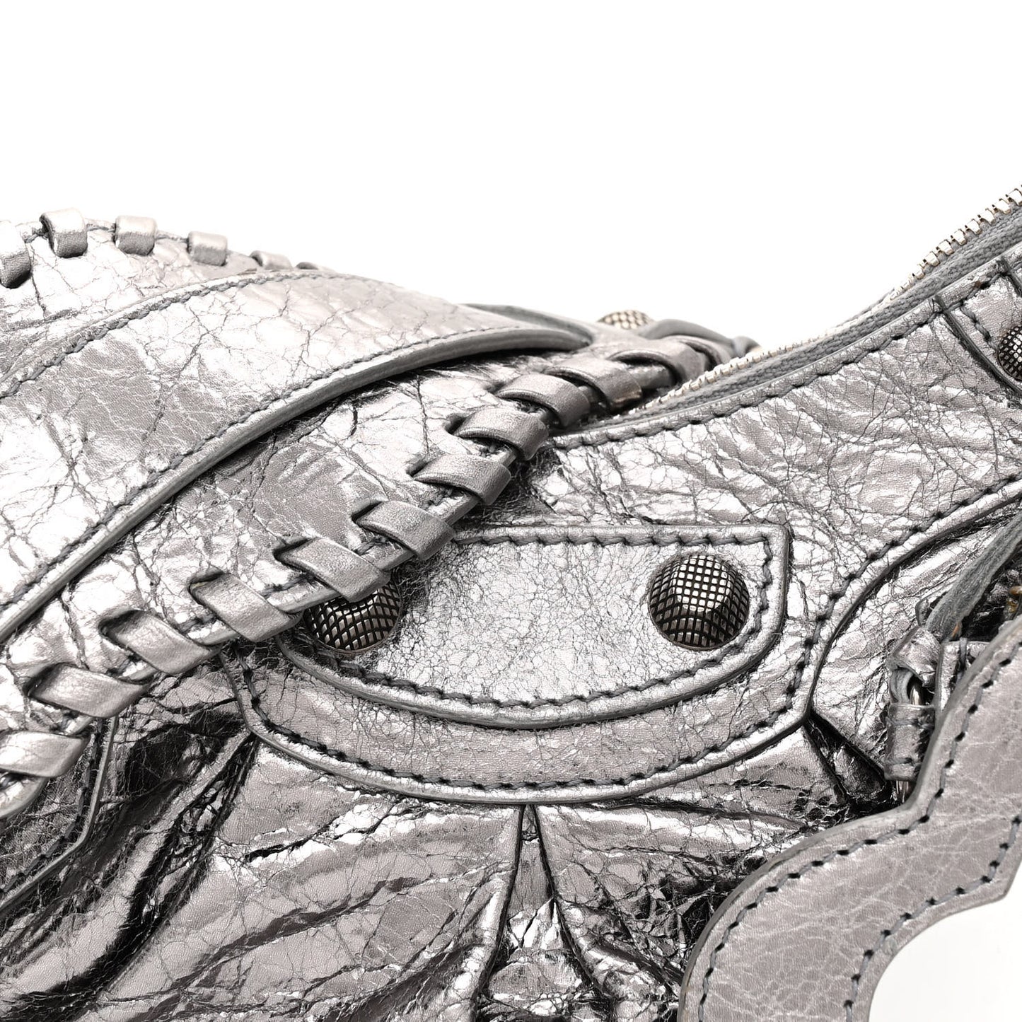 Metallic Agneau Arena Le Cagole Shoulder Bag XS Silver