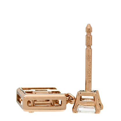 Tiffany 18K Rose Gold Diamond Jewel Box Drop Earrings 4 of 6