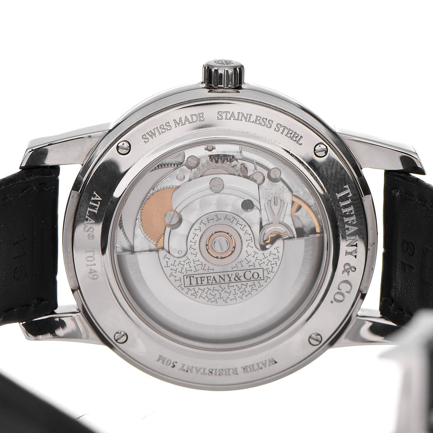 Stainless Steel Alligator 37mm Atlas 3-Hand Automatic Watch Black