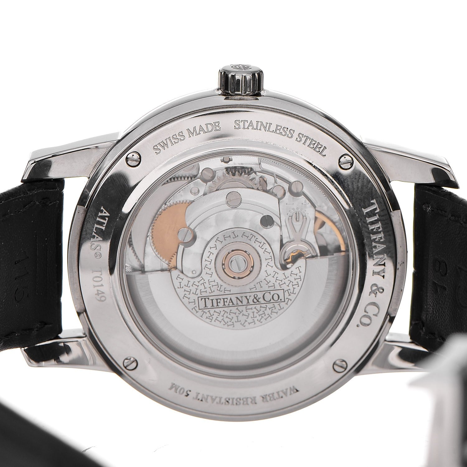 Tiffany Stainless Steel Alligator 37mm Atlas 3-Hand Automatic Watch Black 5 of 9