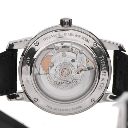 Tiffany Stainless Steel Alligator 37mm Atlas 3-Hand Automatic Watch Black 5 of 9