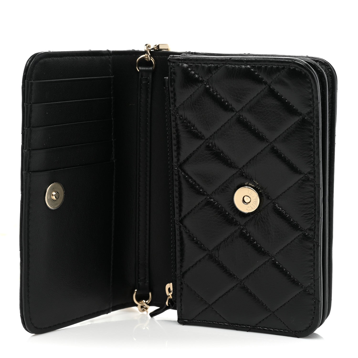 Chanel Calfskin Quilted Mini Maxi Pearls Wallet On Chain WOC Black 7 of 11