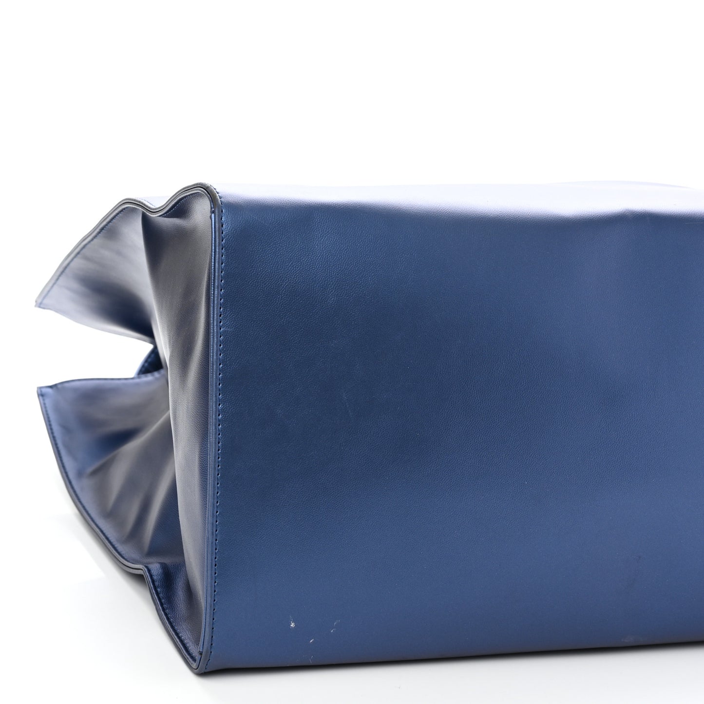 Metallic Vegan Leather Large Shopping Bag Cobalt