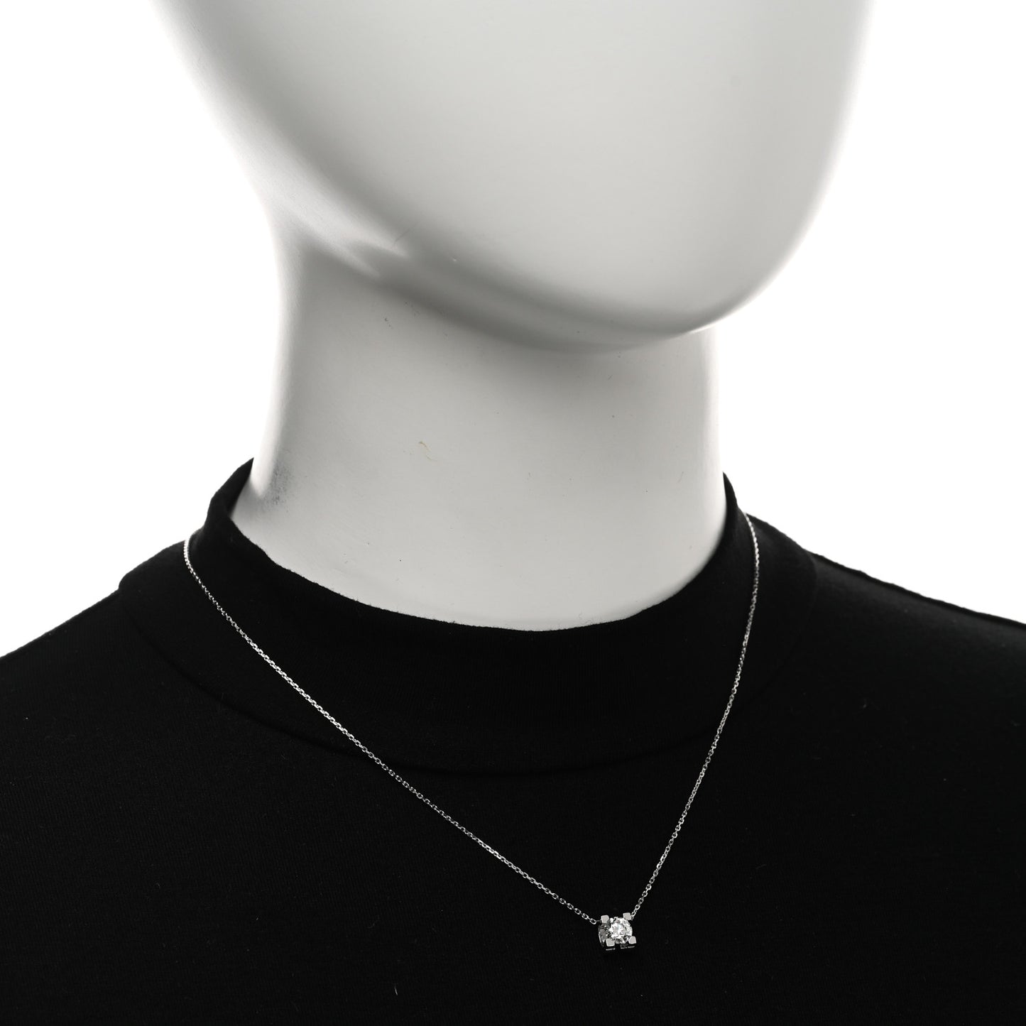 18K White Gold Diamond .71ct C De Cartier Pendant Necklace