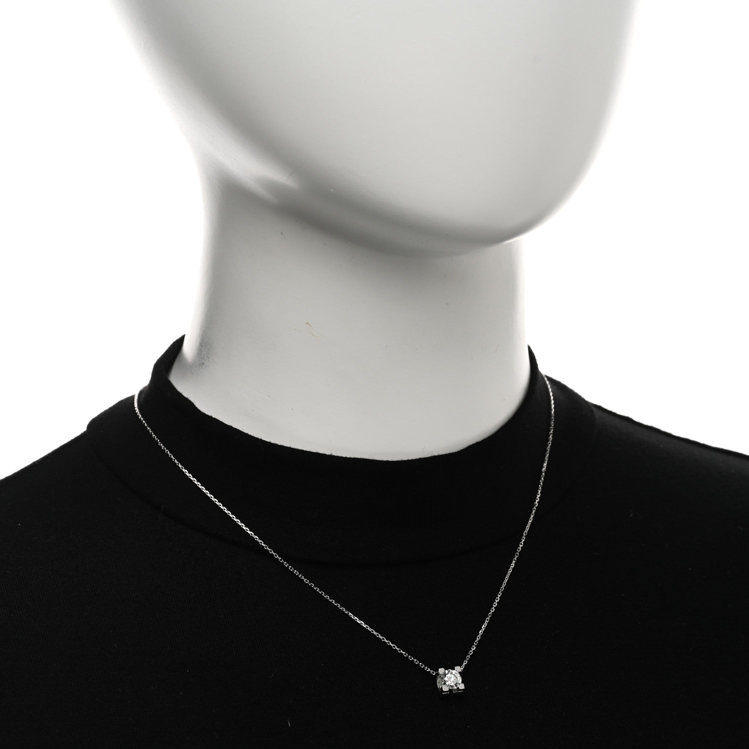 Cartier 18K White Gold Diamond .71ct C De Cartier Pendant Necklace 2 of 5