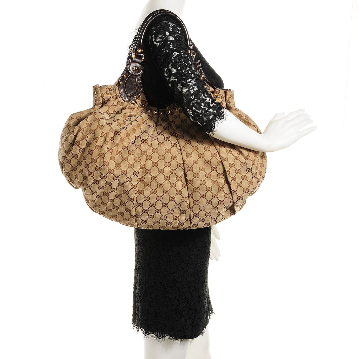 Monogram Studded Pelham Tote Dark Brown
