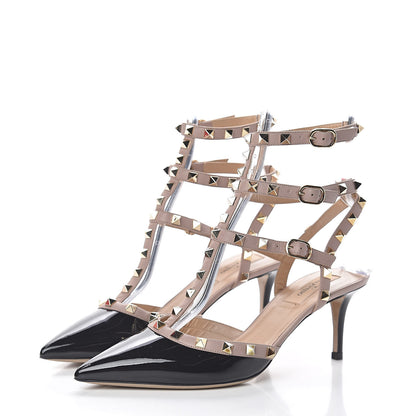 Valentino Garavani Patent Nappa Rockstud Ankle Strap 65mm Pumps 40 Black Poudre 3 of 16