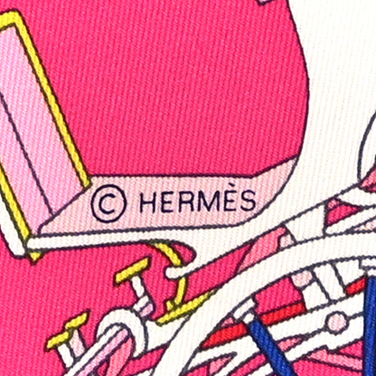 Hermes Silk Voitures Exquises Scarf 90  Rose Vif White Vert 3 of 3