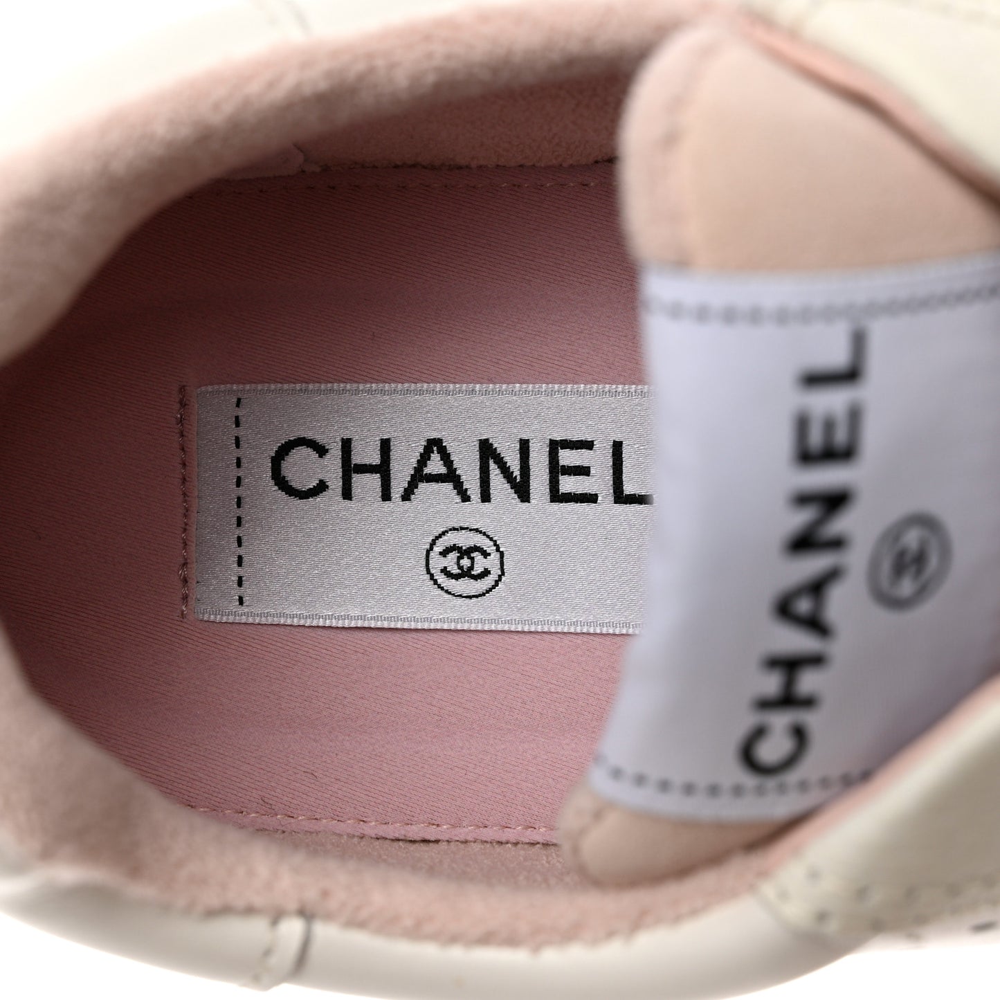 Grained Calfskin Fabric Womens Logo Sneakers 40 White Light Pink