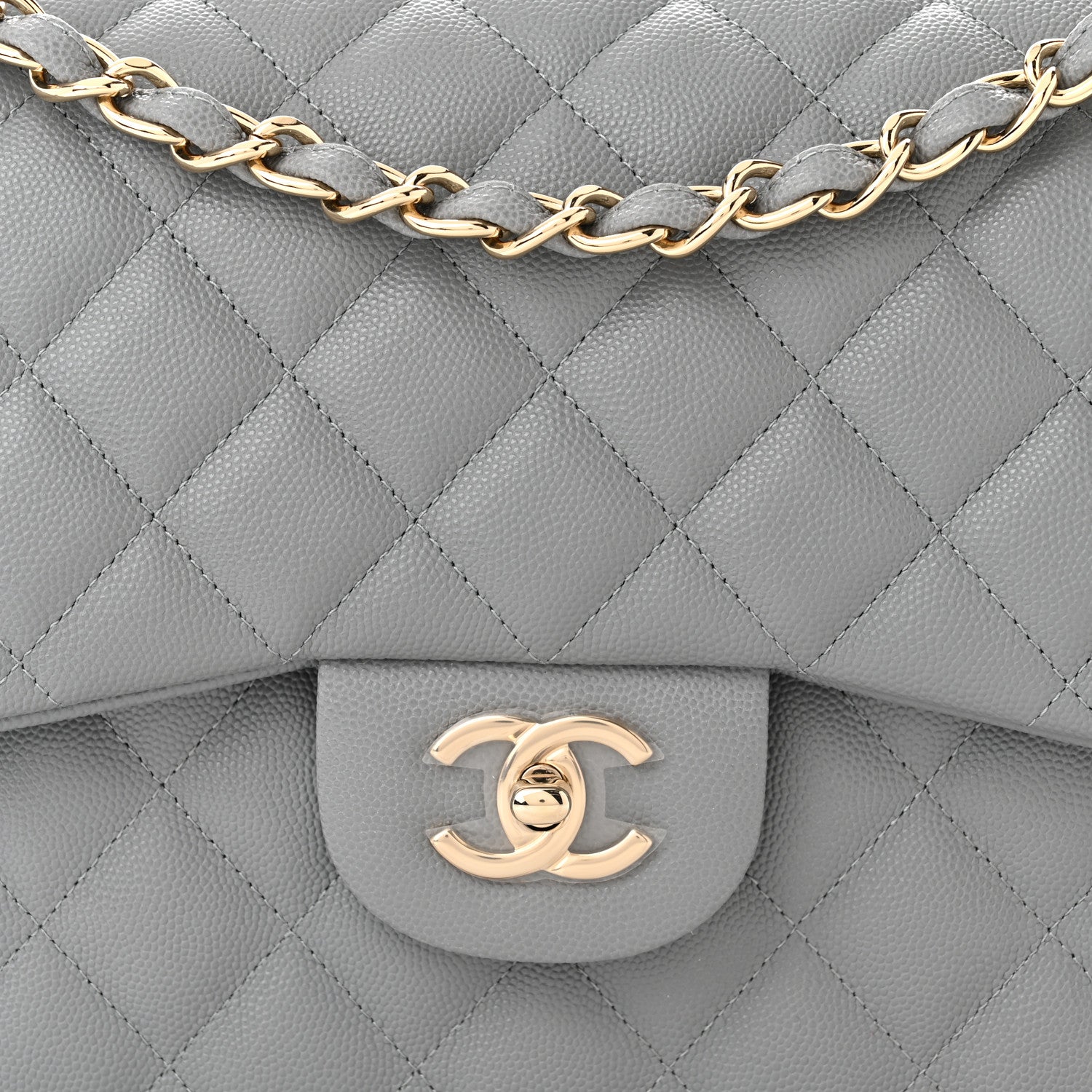 Chanel Caviar Quilted Jumbo Double Flap Grey 8 of 11