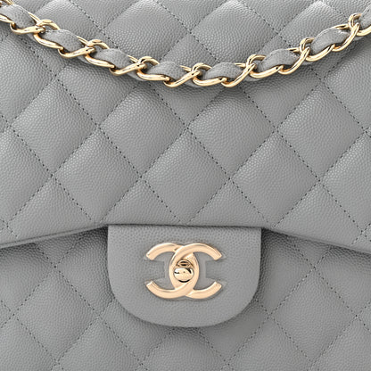 Chanel Caviar Quilted Jumbo Double Flap Grey 8 of 11