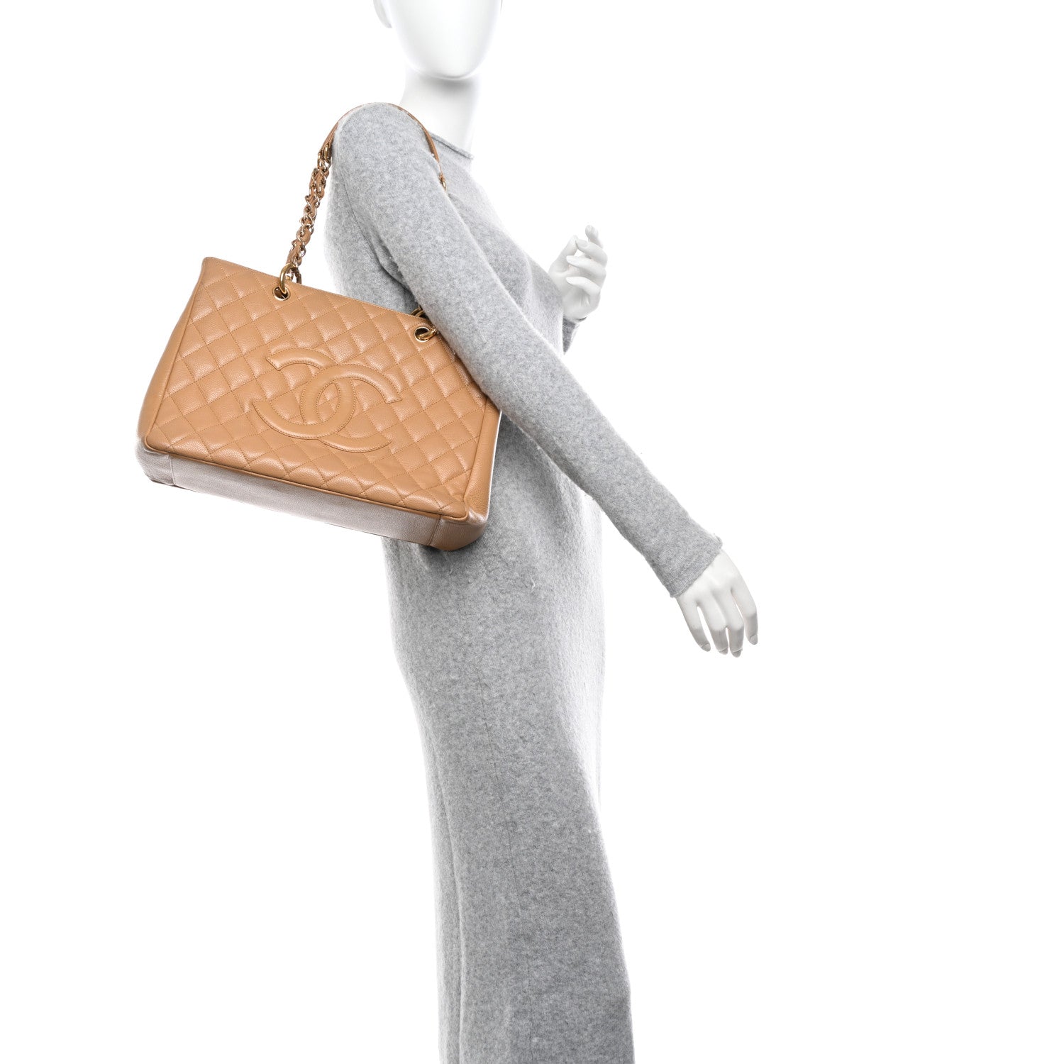 Chanel Caviar Quilted Grand Shopping Tote GST Beige Clair 2 of 12