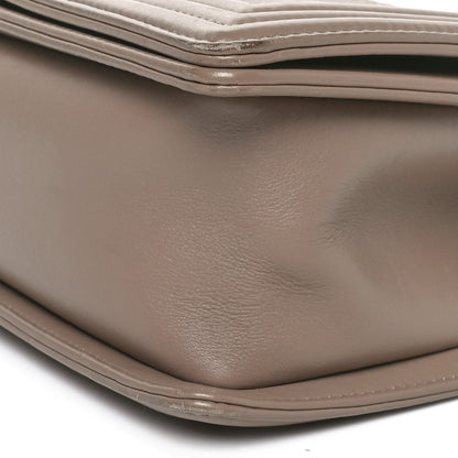 Chanel Calfskin Chevron Quilted Medium Boy Flap Taupe 10 of 10