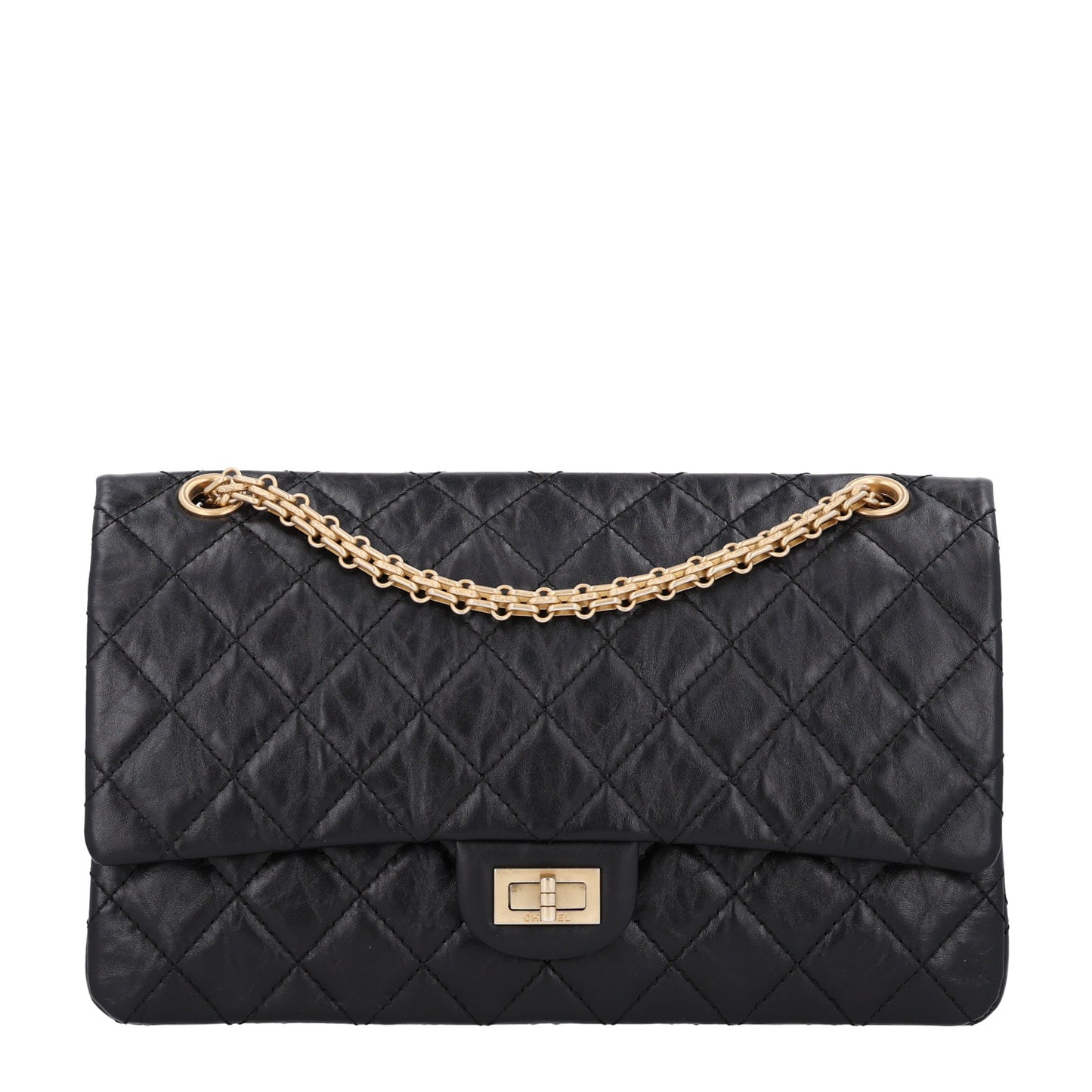 Aged Calfskin Quilted 2.55 Reissue 226 Flap Black