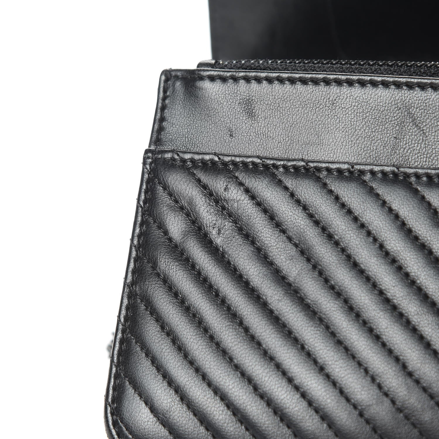 Chanel Lambskin Chevron Quilted Wallet On Chain WOC So Black 15 of 16