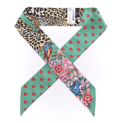 Hermes Silk Jungle Love Love Twilly Emeraude Rose Brun 1 of 5