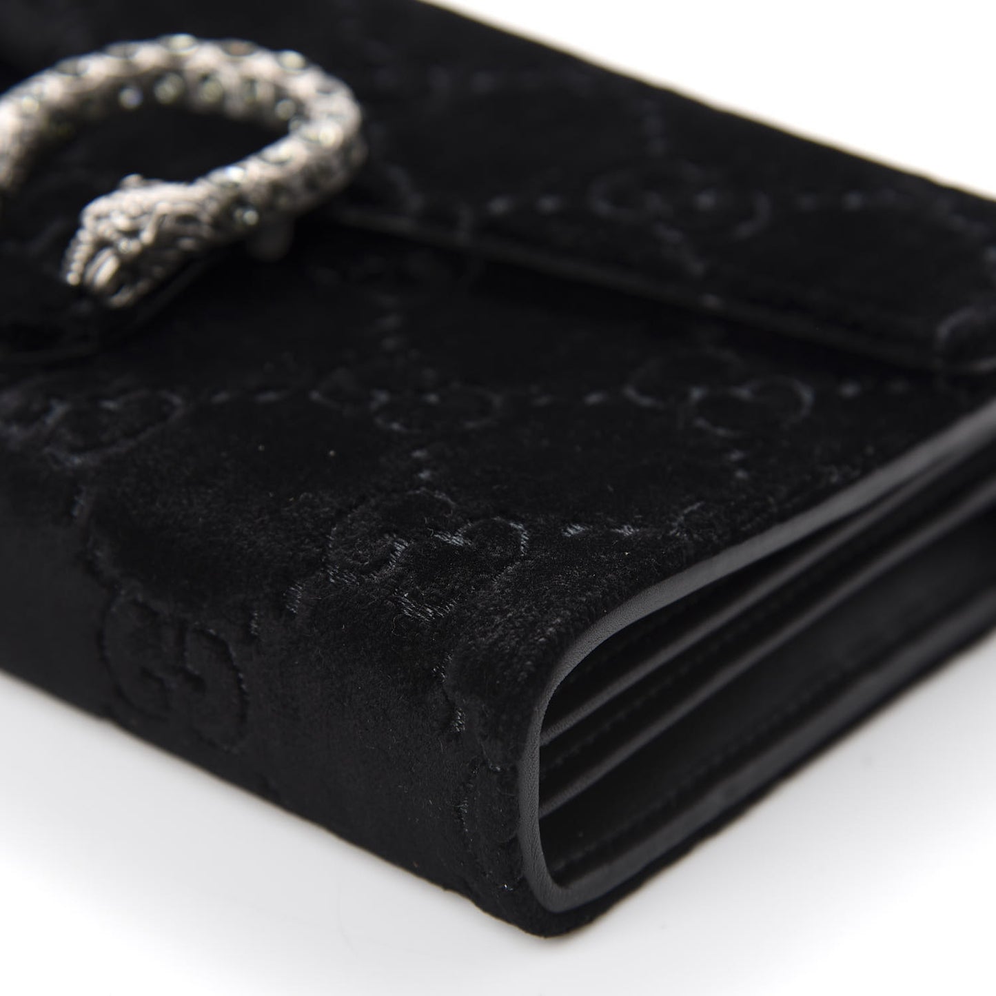 Velvet GG Monogram Mini Dionysus Chain Wallet Black
