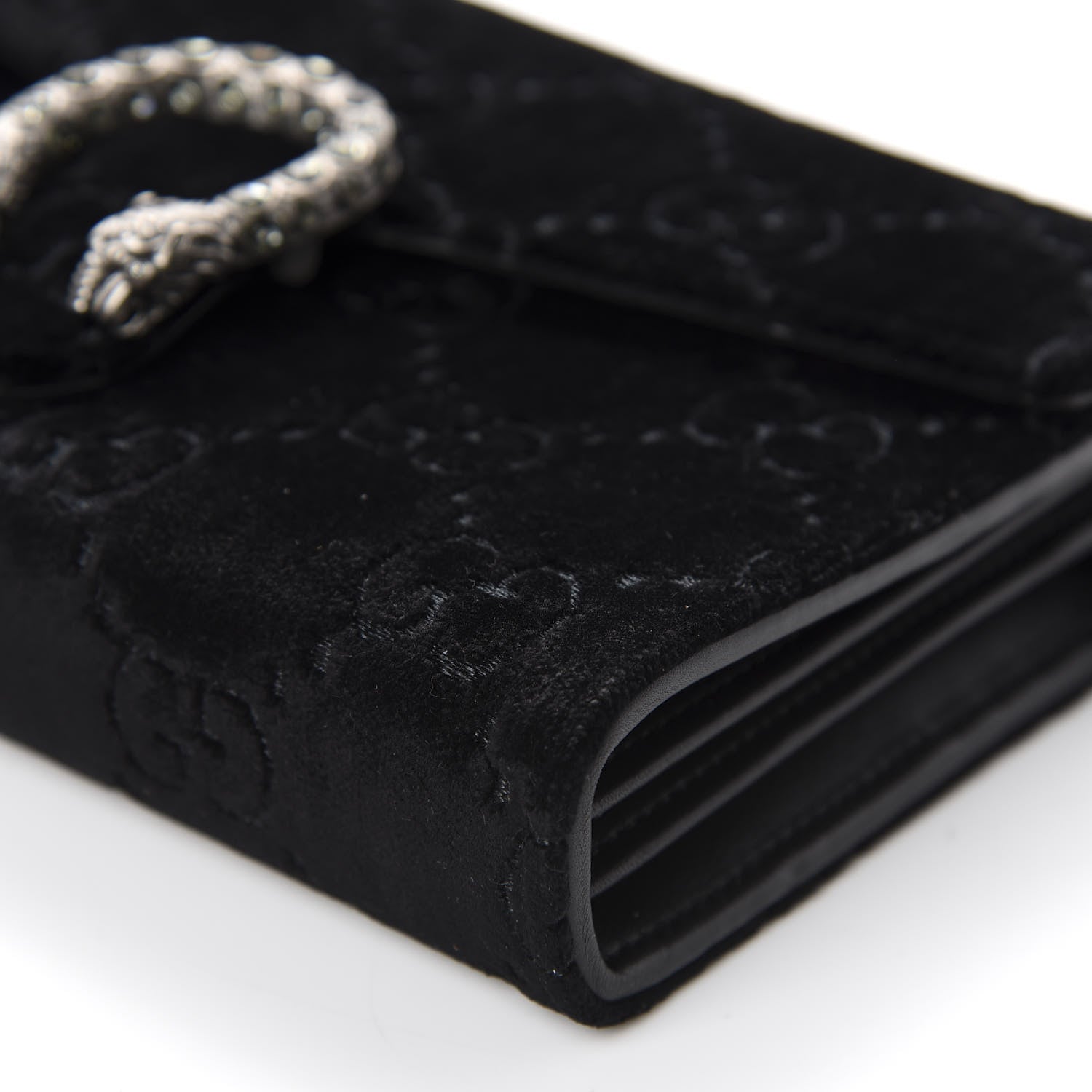 Gucci Velvet GG Monogram Mini Dionysus Chain Wallet Black 7 of 10