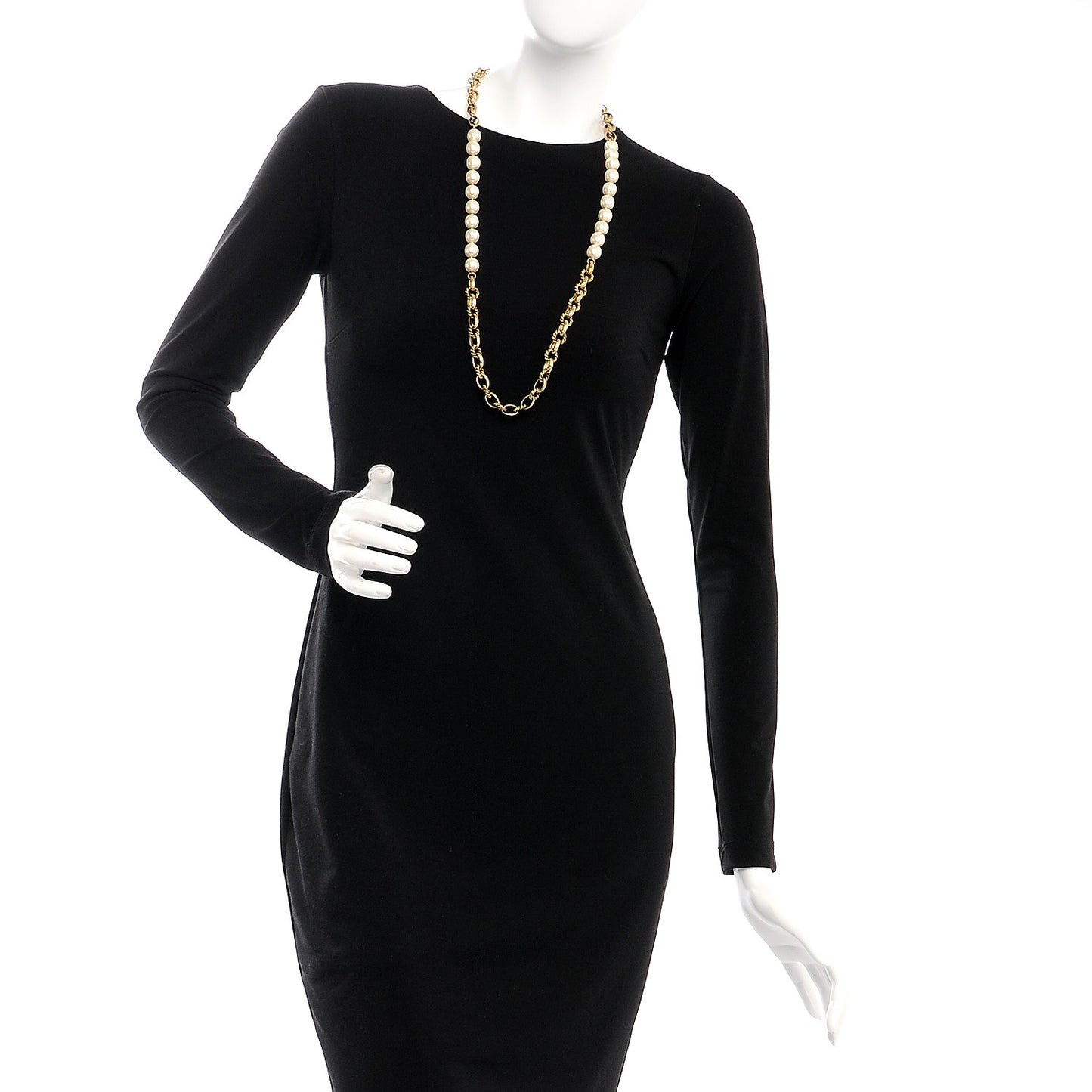 Pearl Chain Long Necklace Gold