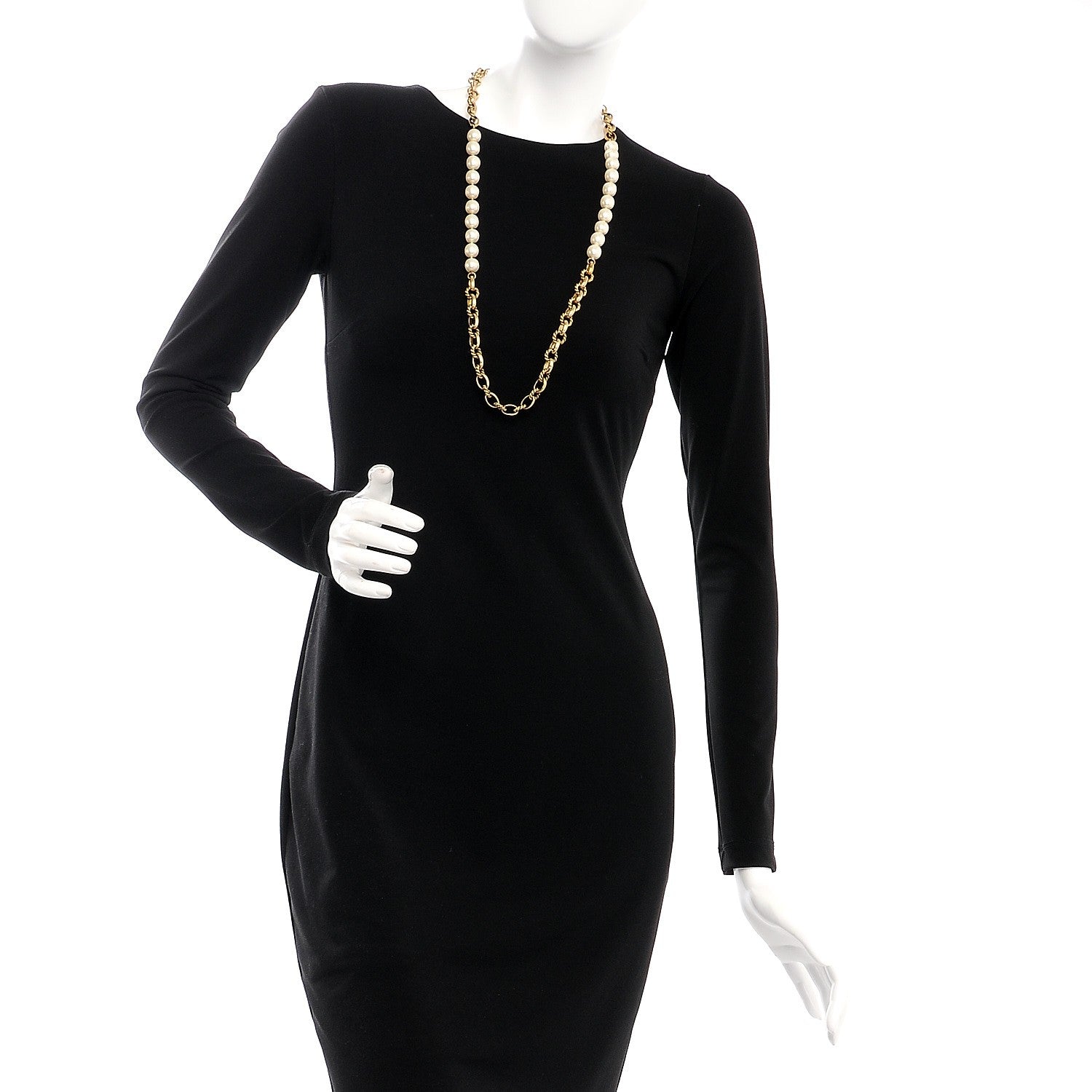 Chanel Pearl Chain Long Necklace Gold 2 of 8