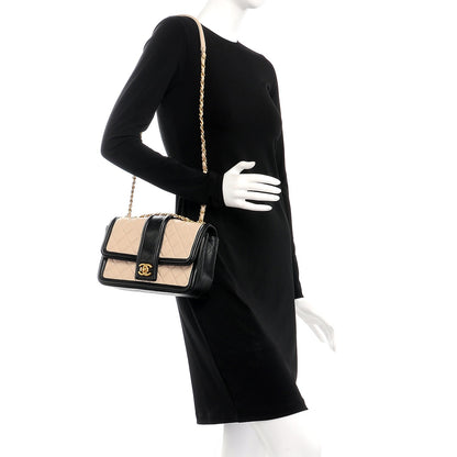 Chanel Lambskin Quilted Medium Elegant CC Flap Beige Black 2 of 7