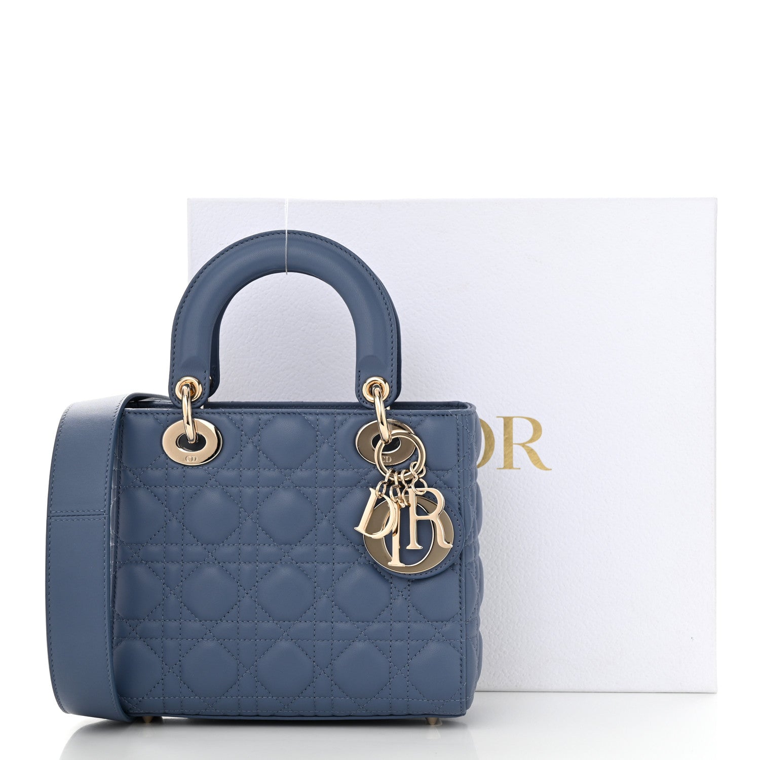 Christian Dior Lambskin Cannage Small Lady Dior Denim 15 of 15