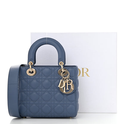 Christian Dior Lambskin Cannage Small Lady Dior Denim 15 of 15