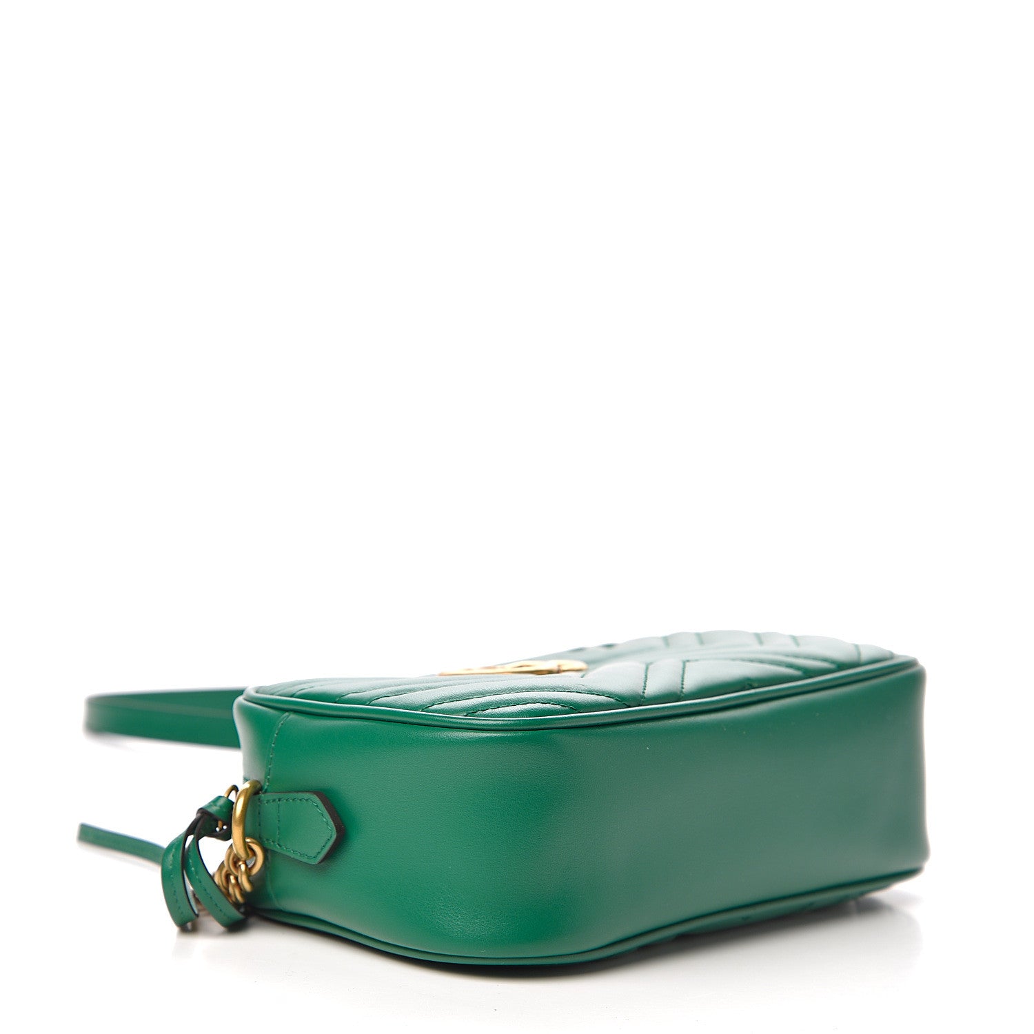 Gucci Calfskin Matelasse Small GG Marmont Chain Shoulder Bag Emerald Green 3 of 9