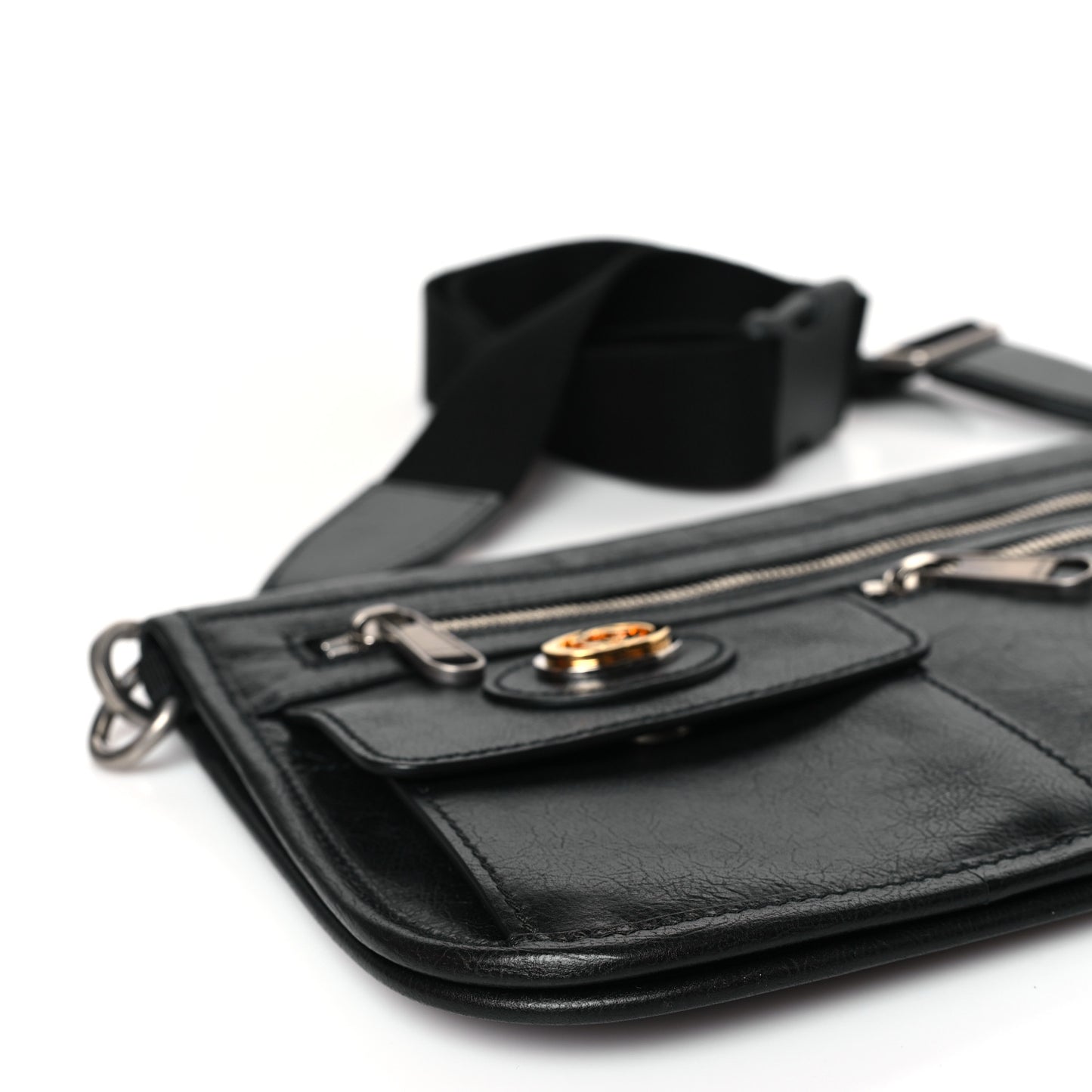 Fluffy Calfskin Morpheus Messenger Bag Black