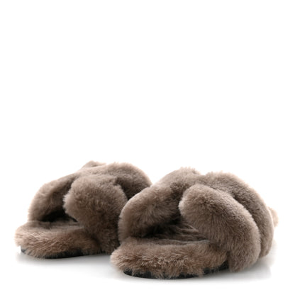 Hermes Woolskin Oran Sandals 40 Etoupe 4 of 8