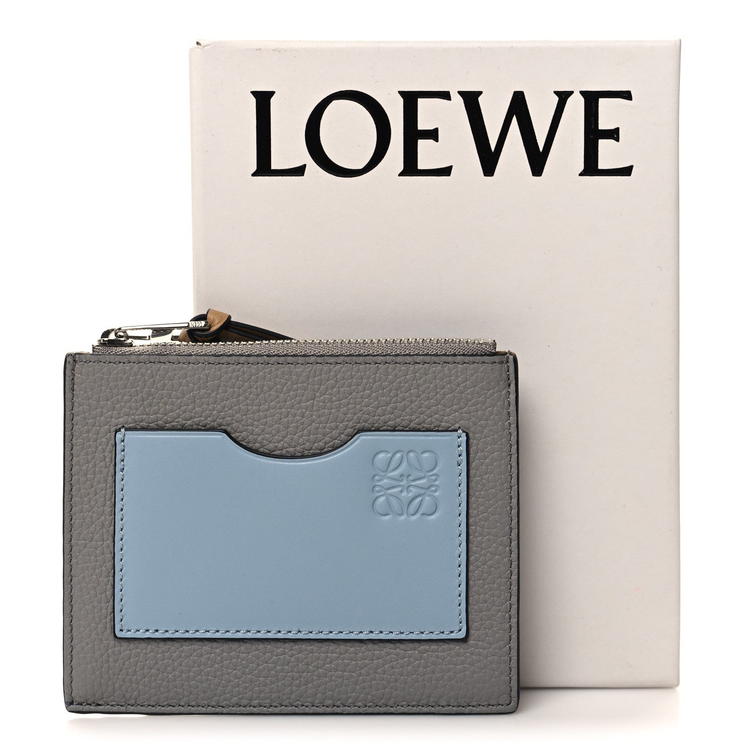 Loewe Soft Grained Calfskin Large Square Coin Cardholder Stone