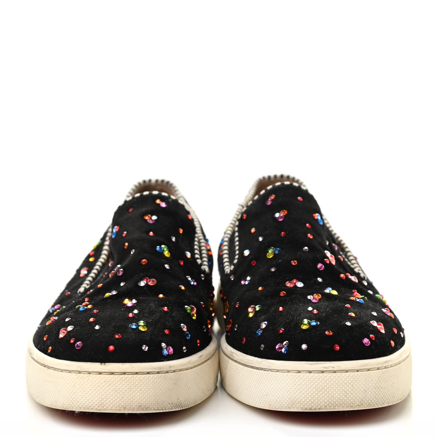 Suede Crystal Roller Boat Slip On Sneakers 38 Black