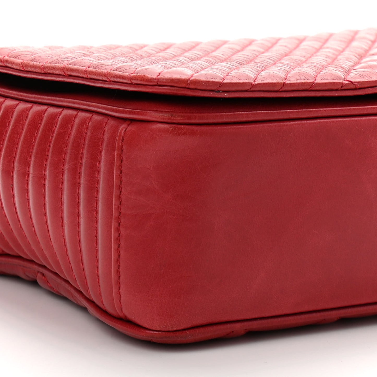 Glazed Calfskin Quilted Medium Coco Boy Flap Red