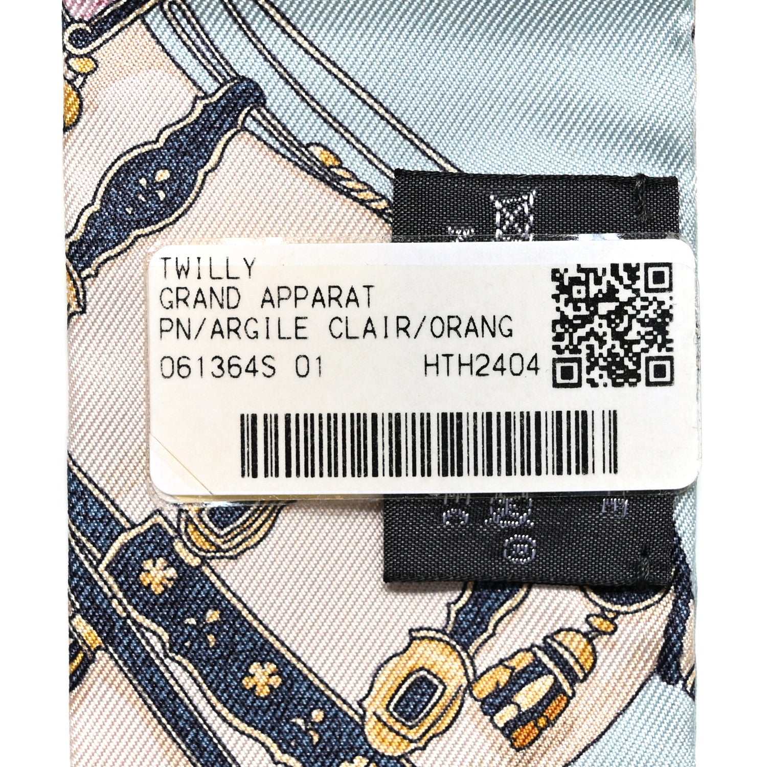 Hermes Silk Grand Apparat Twilly Argile Clair Orange Jaune 3 of 4