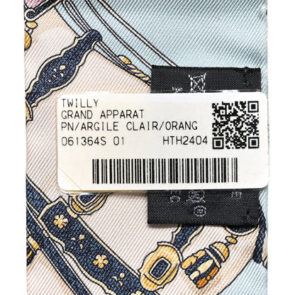 Hermes Silk Grand Apparat Twilly Argile Clair Orange Jaune 3 of 4