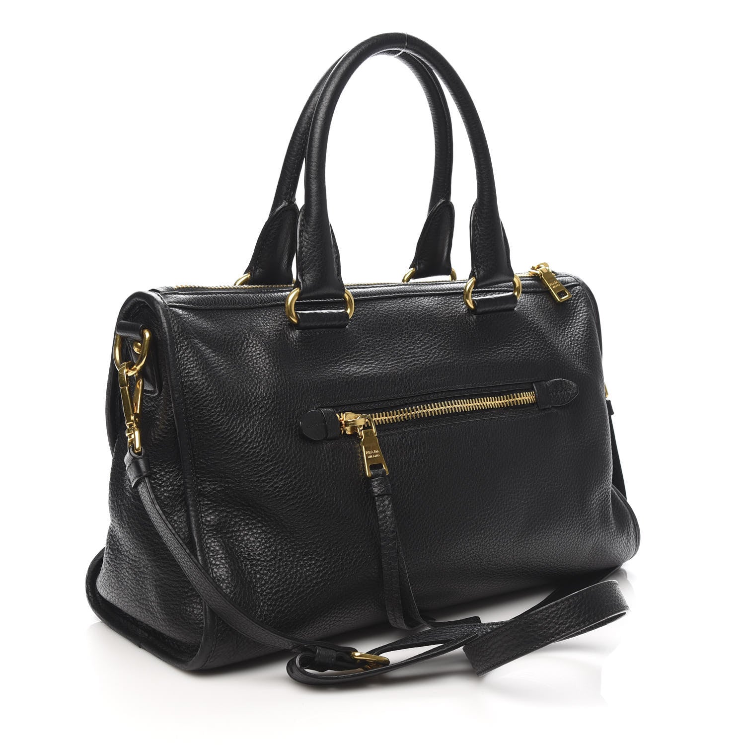 Prada Vitello Daino Shopping Satchel Black 3 of 9