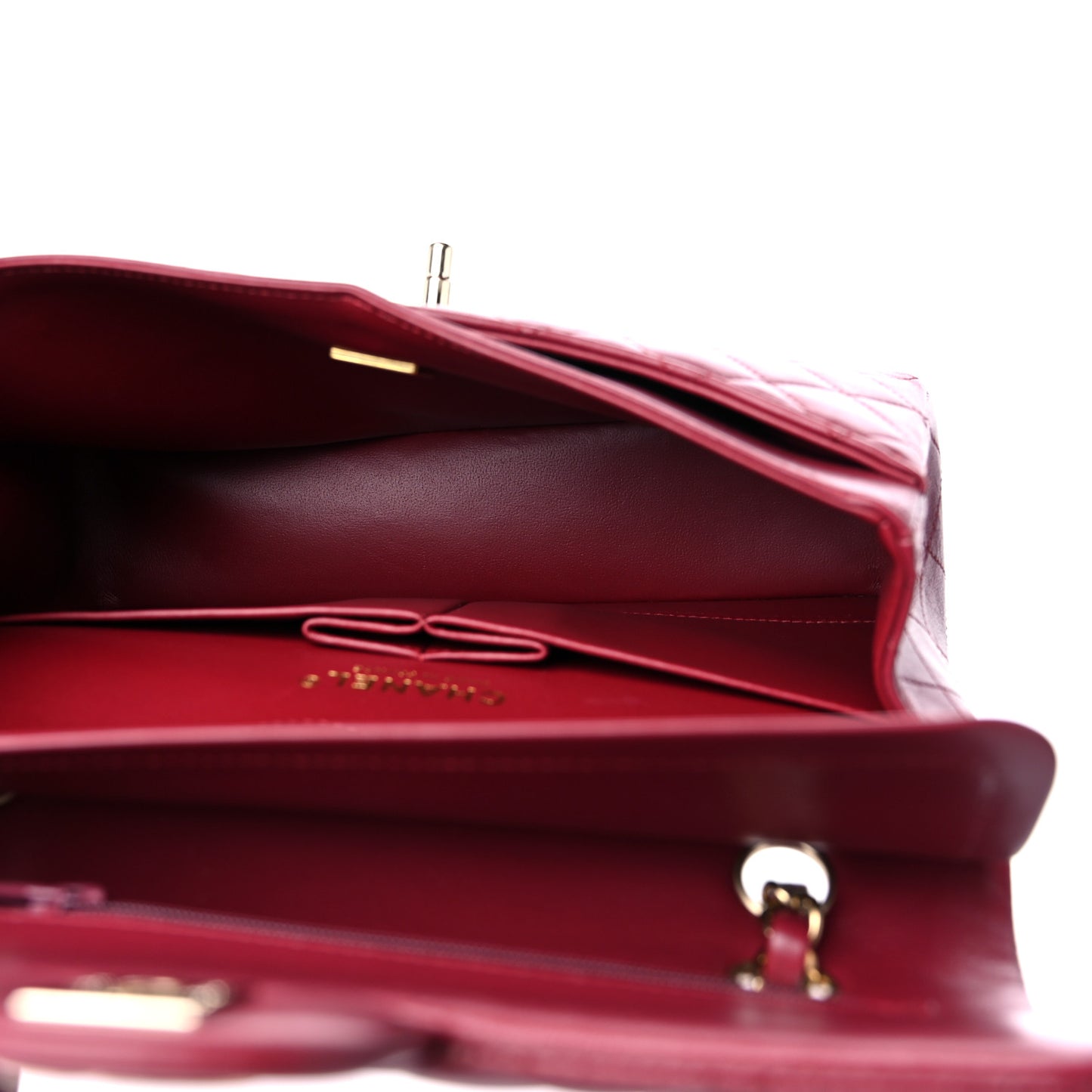 Lambskin Quilted Small Double Flap Burgundy